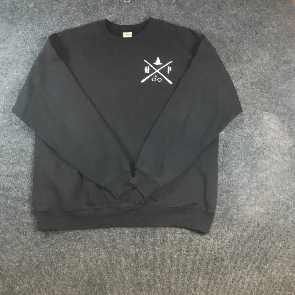 Hanes EcoSmart Sweatshirt Men XL Black Spellout Logo Fleece Lined Cotton Outdoor